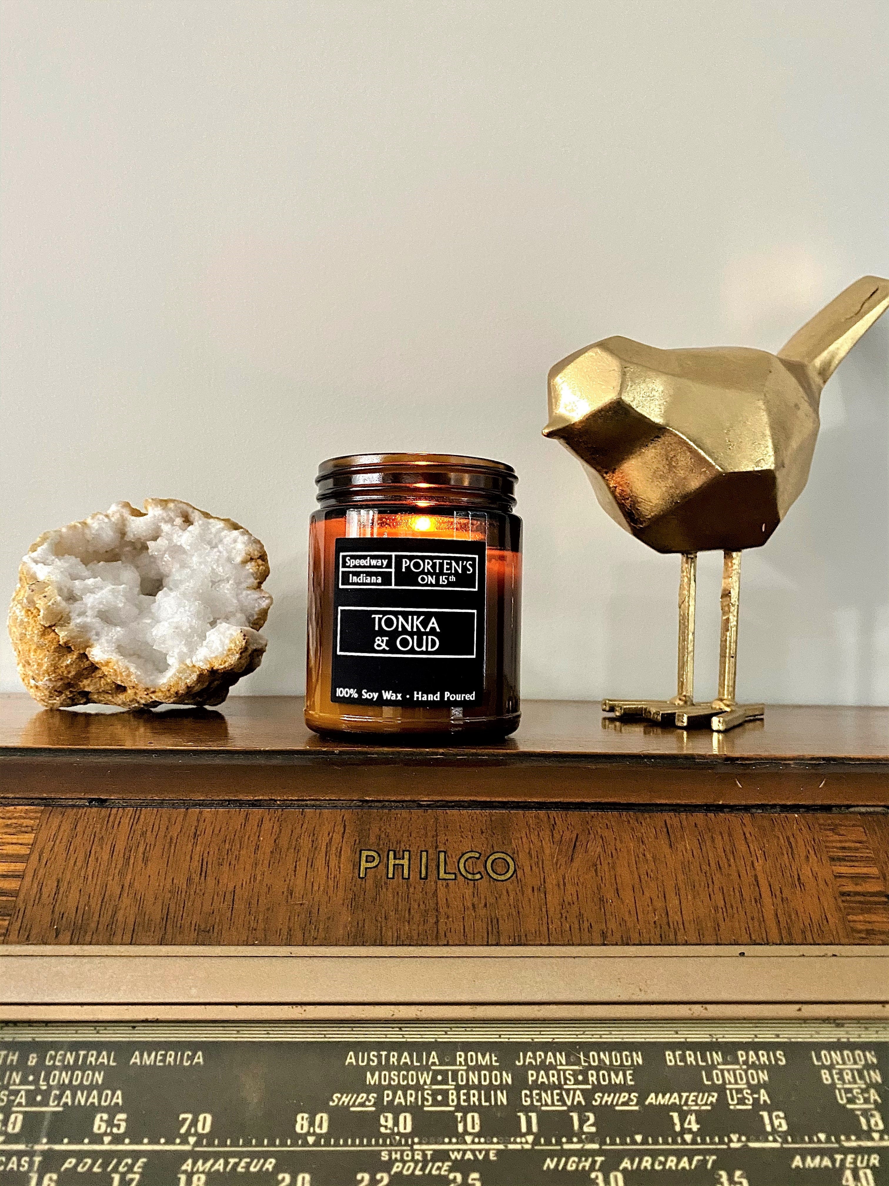 Tonka & Oud Soy Candle, Crackling Wood Wick